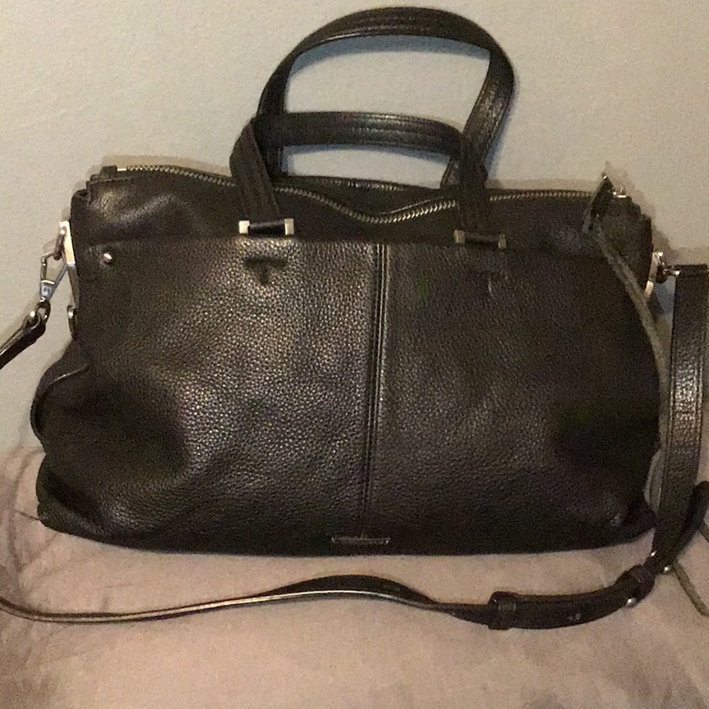 REBECCA MINKOFF BLK LEATHER CROSSBODY/SHOULDER BAG